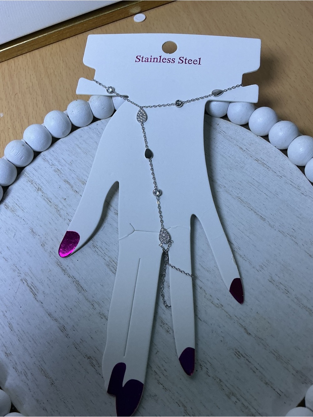 Silver-tone Lariat Hand Chain Bracelet